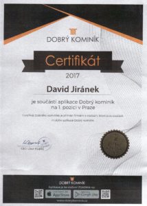 Certifikát Dobrý kominík David Jiránek